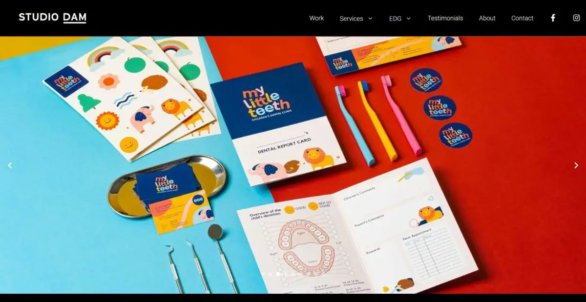 The website home page of STUDIO DAM, one of the best logo design companies