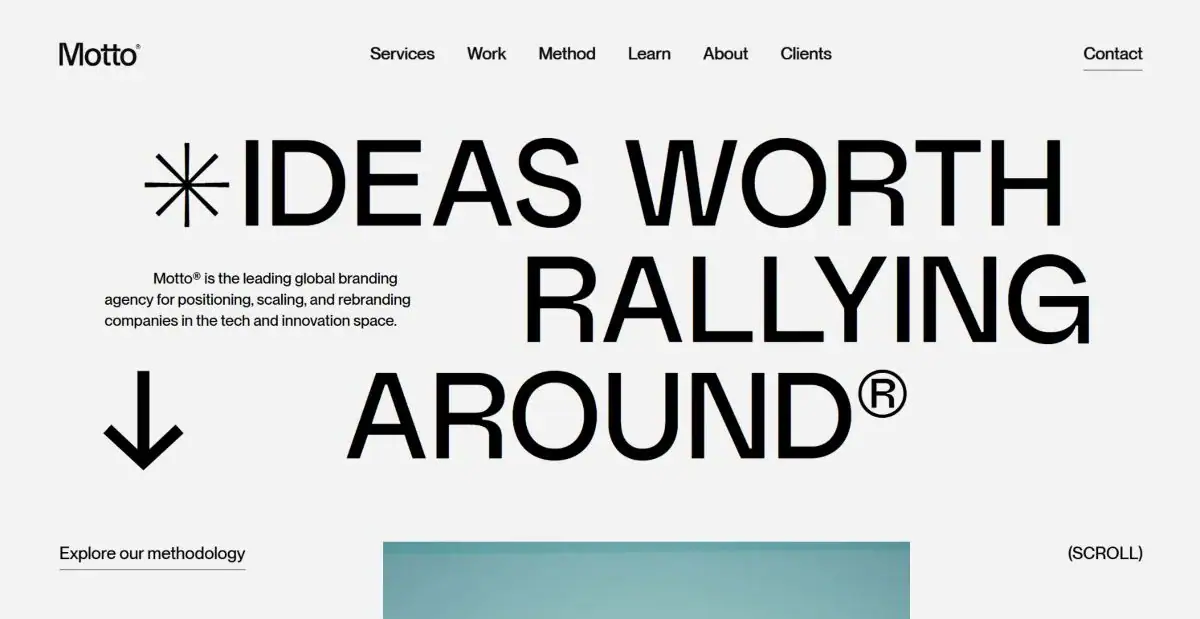 The website home page of Motto, one of the best logo design companies