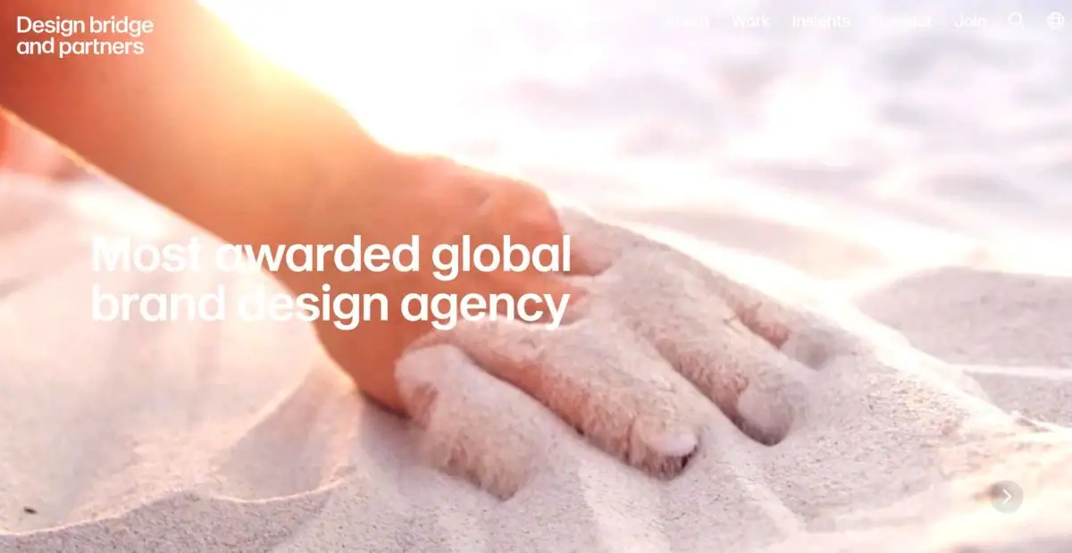 The website home page of Design Bridge, one of the best product packaging designers